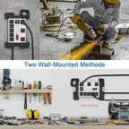 CCCEI Heavy Duty Power Strip with USB, Workshop 8 Outlet Surge Protector 2700 Joules, Industrial Metal 15Amp Power Strip, 20 FT Extension Cord and Wide Spaced Grey.