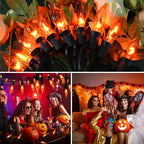 27.8Ft Fall Decor Flickering Flame String Lights Orange Halloween Lights with 25+2 Pack C7 Orange Flame Light Bulbs, Flame String Lights for Fall Halloween Decorations for Home Mantel Party Garden