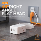 Short Flat Extension Cord, TESSAN Small Power Strip with 3 USB Port (1 USB C), 3 Outlets Small Charging Station, 3 ft Slim Plug for Cruise Travel Office School Dorm Room Essentials