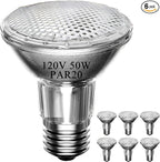 Par20 Halogen Flood Light Bulb, 50W 120V PAR20 Light Bulb, Dimmable, E26 Base, 2700K Warm White, 3000 Hours for Indoor Range Hood, Track Oven, Ceiling Can Lamp（6Pack）