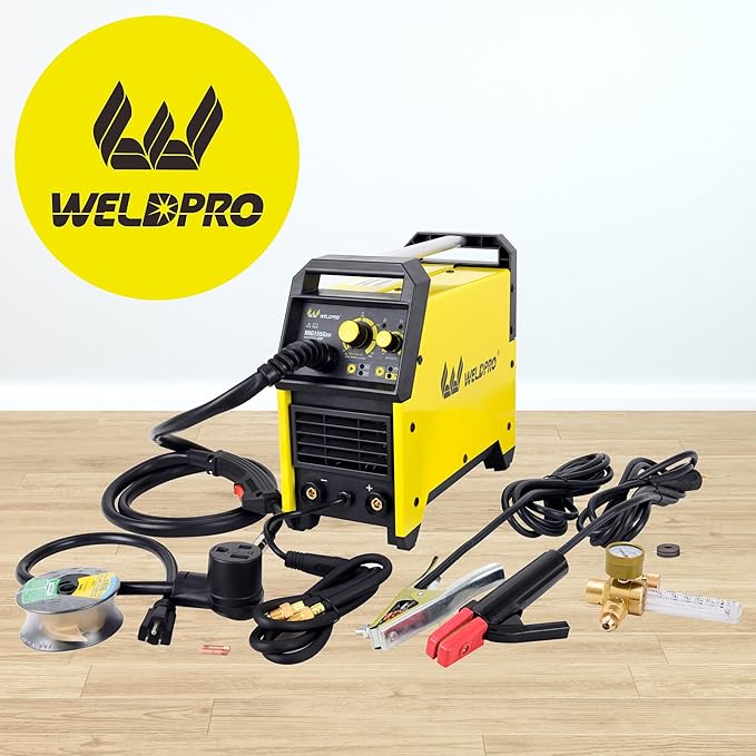 Weldpro MIG155GSV 155 Amp Inverter Flux Cored MIG/MIG/Stick/MMA Arc Welder with Dual Voltage 110/220V Welding Machine