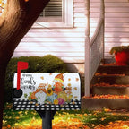 Happy Thanksgiving Mailbox Covers Magnetic Fall Gnomes Pumpkins Mailbox Cover Standard Size 21x18 Inch Decor Black White Plaid Letter Post Box Wraps for Garden Outdoor