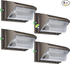LED Wall Pack Light 500W Equivalent 18000LM LED Flood Security Light Dusk to Dawn Photocell 5000K 120W 100-277V Outdoor Wall Mount Lighting Commericial IP65 Waterproof for Yard Garage 4 Pack