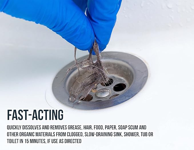 DU-MOST Drain Line Opener & Clog Remover, Concentrated Alkaline Based Cleaner, Non-Fuming, Non-Acid, Dissolve & Remove Obstructions in Clogged or Slow-Running Drain, Plumbing Safe, 32 Oz (Pack of 2)