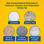 Zep Driveway, Masonry and Concrete Cleaner and Degreaser Concentrate - 1 Gallon (Case of 4) ZUCON128 - Construction Grade Degreaser Removes Grease, Dirt, and Oil Stains on Concrete, Brick, Asphalt,