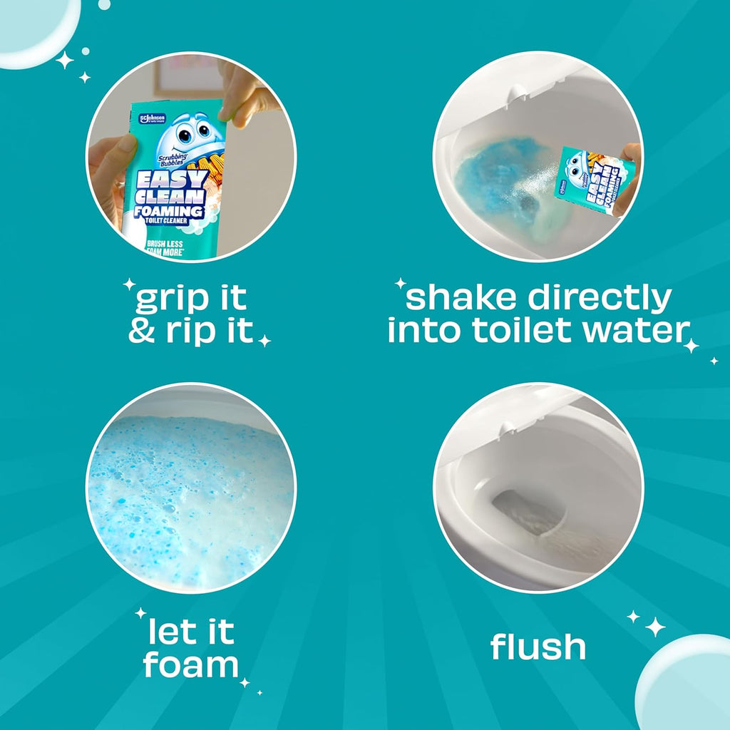 Scrubbing Bubbles Easy Clean Foaming Toilet Bowl Cleaner, Easy Drop In Powder Pouches, 100g (2 Pouches)