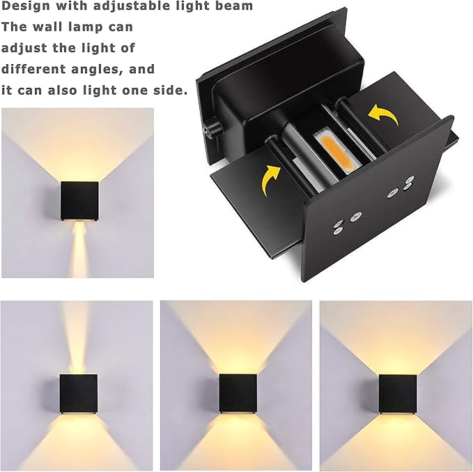 LANFU LED Aluminum Cube Square Wall Sconce Waterproof Outdoor Light Exterior Wall Lights fixtuers 20W 100-277V 2800K-3000K Not dimmable Warm Light 2LEDS Black-20W Outdoor Larger Version