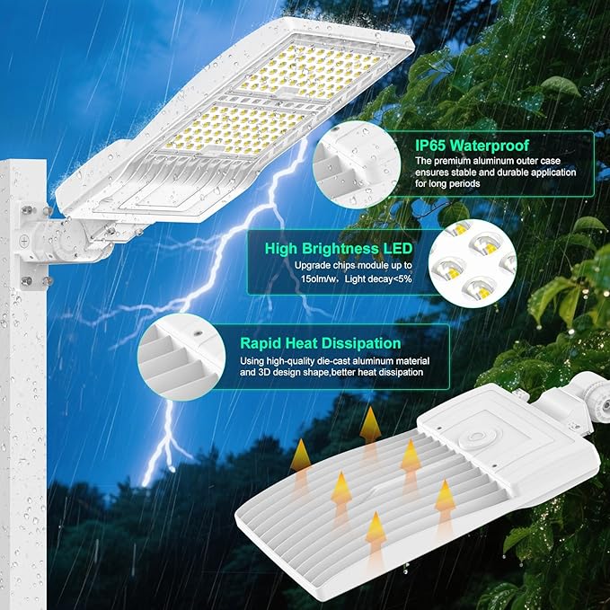 BBESTLED 400W/320W/240W LED Parking Lot Lights Arm & Slip Fitter Mount Dusk to Dawn Outdoor Lighting Exterior Commercial Street Area Flood Light, 56000LM IP65 Waterproof 100-277V Security