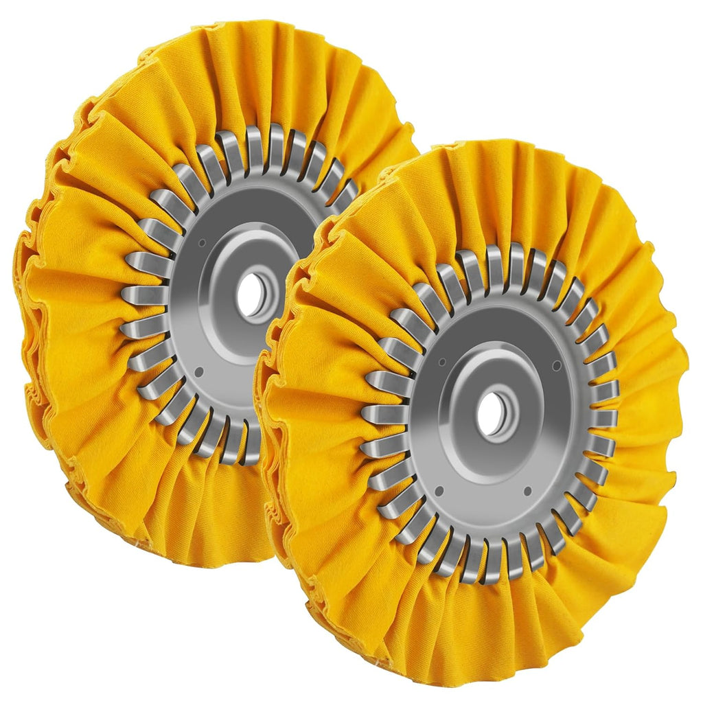 2PCS 8" Airway Buffing Wheel with 5/8" Arbor Flange-Free Hub, Yellow Buffing Wheels for Angle Grinder, Metal Polishing Wheel for Aluminum Wheels Stainless Steel Oxidation Removal