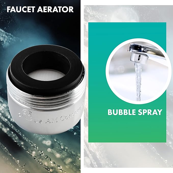 Niagara Conservation 1.5 GPM 0.9-in. Pressure-Compensating Standard Bubble-Spray Faucet Aerator in Chrome, 2-Pack FA012CPB1-WS-2 | CA Compliant Bathroom Sink Faucet and Kitchen Sink Aerator