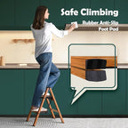 Taranta 2 Step Ladder,Aluminum Lightweight Folding 2 Step Stool with Anti-Slip Wide Pedal, 330lbs Capacity Step Ladder for Household,Kitchen,Office - Woodgrain