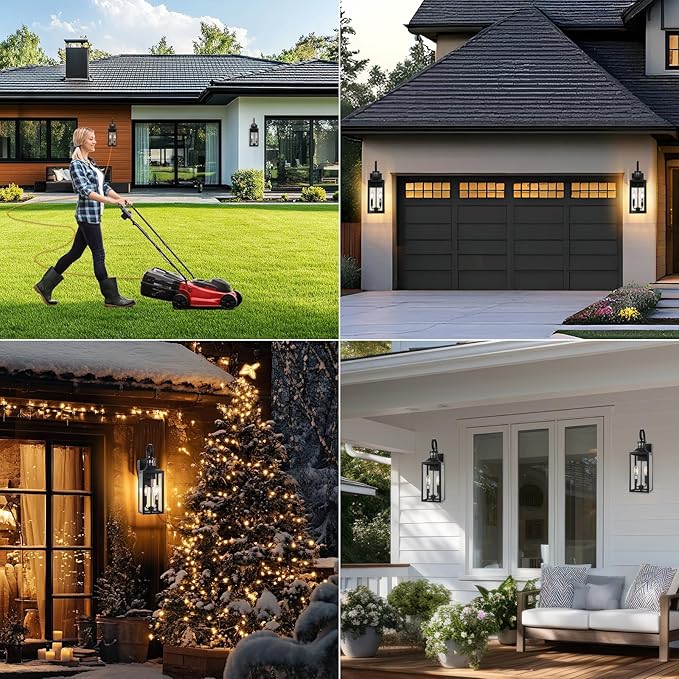 20" Black Motion Sensor Outdoor Lights with GFCI Outlet, Dusk to Dawn Exterior Lighting Fixtures, Porch Lights with GFCI Outlet Built-in, Waterproof Outdoor Wall Sconce for House Front Door Patio