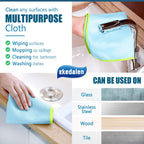 Microfiber Cleaning Cloth Lint Free Glass Cleaner Window Polishing Streak Free Miracle Easy Clean Rag Reusable for Mirror Kitchen Dish Auto Detailing,Pack of 8, 12'' x 16'', Blue and Grey