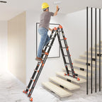 Ladder, A Frame 5 Step Ladder Extension, 17 Ft Anti-Slip Multi Position Ladder, Storage Folding Ladder, 330 lbs Security Load Telescoping Aluminum Ladders for Stairs Home Indoor Outdoor Roof