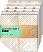 Swedish Dish Cloths for Kitchen - Reusable Dishcloths for Washing Dishes - Each Cellulose Dish Cloth Replaces 15 Rolls of Paper Towels and is More Absorbent Than a Sponge - Dishcloth Set of Six