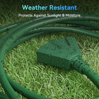 K KASONIC - 50 Ft Extension Cord with 3 Outlets, UL Listed 16/3 SJTW 3-Wire Grounded, 13A 125V 1625W for Indoor/Outdoor Use - Green