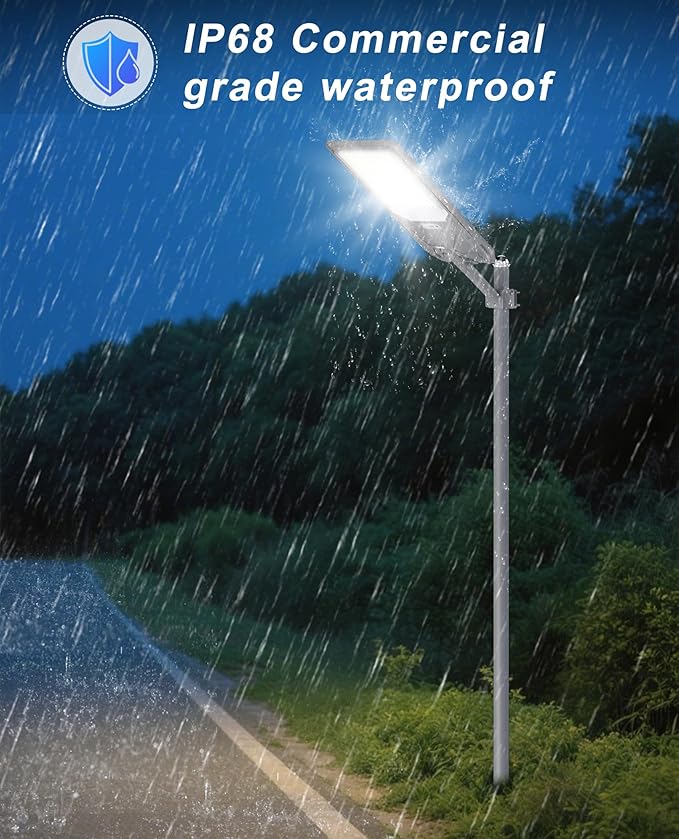 JAYNLT X-12000W Solar Street Lights,6500K Commercial Parking Lot Light Dusk to Dawn,IP68 Waterproof Flood Security Street Lights Motion Sensor for PlayCourt,Farm