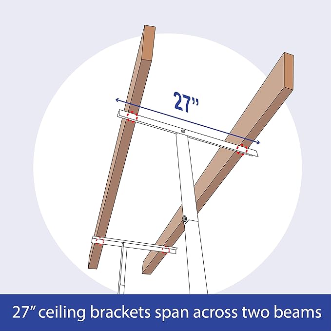 SafeRacks – 3x8 Overhead Garage Storage Rack - Height Adjustable Steel Overhead Storage Rack - 500 Pound Weight Capacity (White, 24"-45")