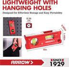 ARROW 4-Inch Torpedo Level, Small Magnetic Leveler Tool with 0°/90° Bubbles, Top-view Window, Aluminium Alloy Frame, Dual SAE and Metric Scales