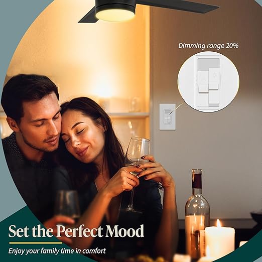 TOPGREENER Kalide Combo Dimmer Switch with 3-Speed Fan Control for Dimmable 200W LED/CFL Lights and Fan Combination Switch, Single Pole, Neutral Wire Not Required, TGDSFS3-W, White