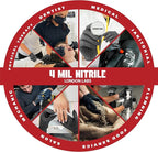 Synsafe 4 Mil -Black Nitrile Exam Gloves –Disposable Latex Free & Powder Free – Extra Strong, Rubber Gloves – First Aid Kit, Medical, EMT, Cleaning, Cooking | Bulk Case of (1000 ct)