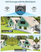 《130°Wide Angle & 2-Way Audio 》4K Outdoor Wired Security Camera System,360 Degrees Security PTZ IP Cameras,Surveillance Video Equipment, Surveillance DVR Kits