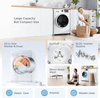 Midea 24 Inch Washer and Dryer Combo, All in One Washer and Dryer 2.7 cu.ft 26lbs, Ventless Washing Machine, Steam Care, Overnight Dry, 1400 RPM, 16 Cycles Front Load Washer, Full-Automatic, White