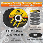 26 Packs Angle Grinder Cutting Flap Grinding Disc Wheel 4 1/2in Inches - 20 Packs 4.5"x1/4"x7/8" Cut off Wheels,3 Packs 4.5"x7/8" 60 Grit Flap Discs, 3 Packs 4.5"x1/25"x7/8" Grinding Wheels
