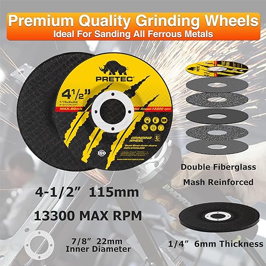 26 Packs Angle Grinder Cutting Flap Grinding Disc Wheel 4 1/2in Inches - 20 Packs 4.5"x1/4"x7/8" Cut off Wheels,3 Packs 4.5"x7/8" 60 Grit Flap Discs, 3 Packs 4.5"x1/25"x7/8" Grinding Wheels