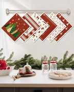 6 Pack Christmas Swedish Dishcloths for Kitchen - Reusable Dish Cloths for Washing Dishes Absorbent Cute Holiday Kitchen Towels Cleaning Sponge, Red Xmas Theme