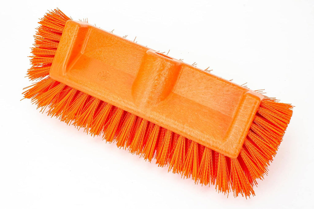 SPARTA Multi-Level Tile Scrub Brush 12" Wide Brush Head, Heavy-Duty Tile Cleaning Brush with End Bristles for Commercial Tiles, Tubs and Floor, Plastic, 12 Inches, Orange