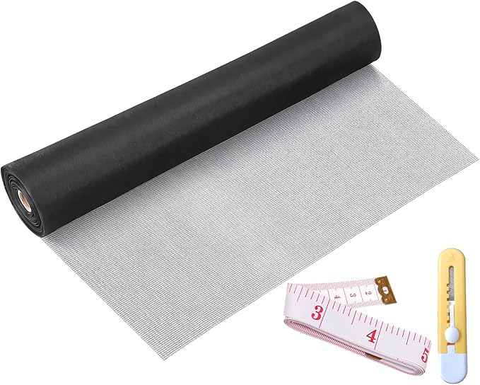Window Screen Replacement Kit 40 Inch X 66 Feet Durable High Hardness Nanofibers Roll Screen Mesh Window Screen Repair Kit Black for Any Door and Window