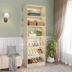 Unikito 25” Closet Organizer Systems, Freestanding Shoe Storage Shelves, Standalone Wood Shoe Racks, Heavy Duty Walk in Closet Tower for Bedroom, Entryway and Mudroom, 25" W x 16" D x 80" H, White Oak