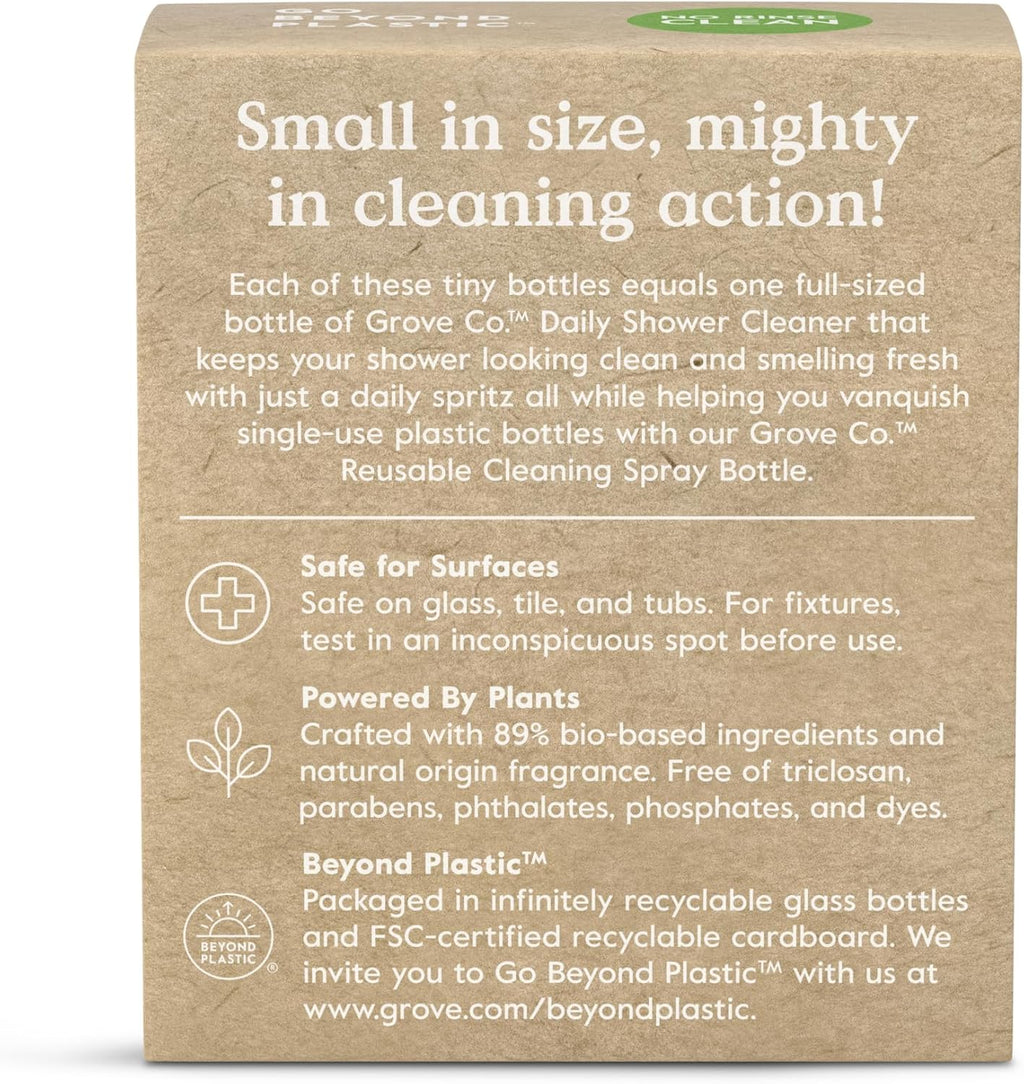 Grove Co. Daily Shower Cleaner Refill Concentrate (6 x 1 Fl Oz), Creates 32 Oz Cleaner, Removes Soap Scum, Scrub-Free, Plant-Based Household Cleaning Supplies, Lavender Blossom & Thyme Fragrance