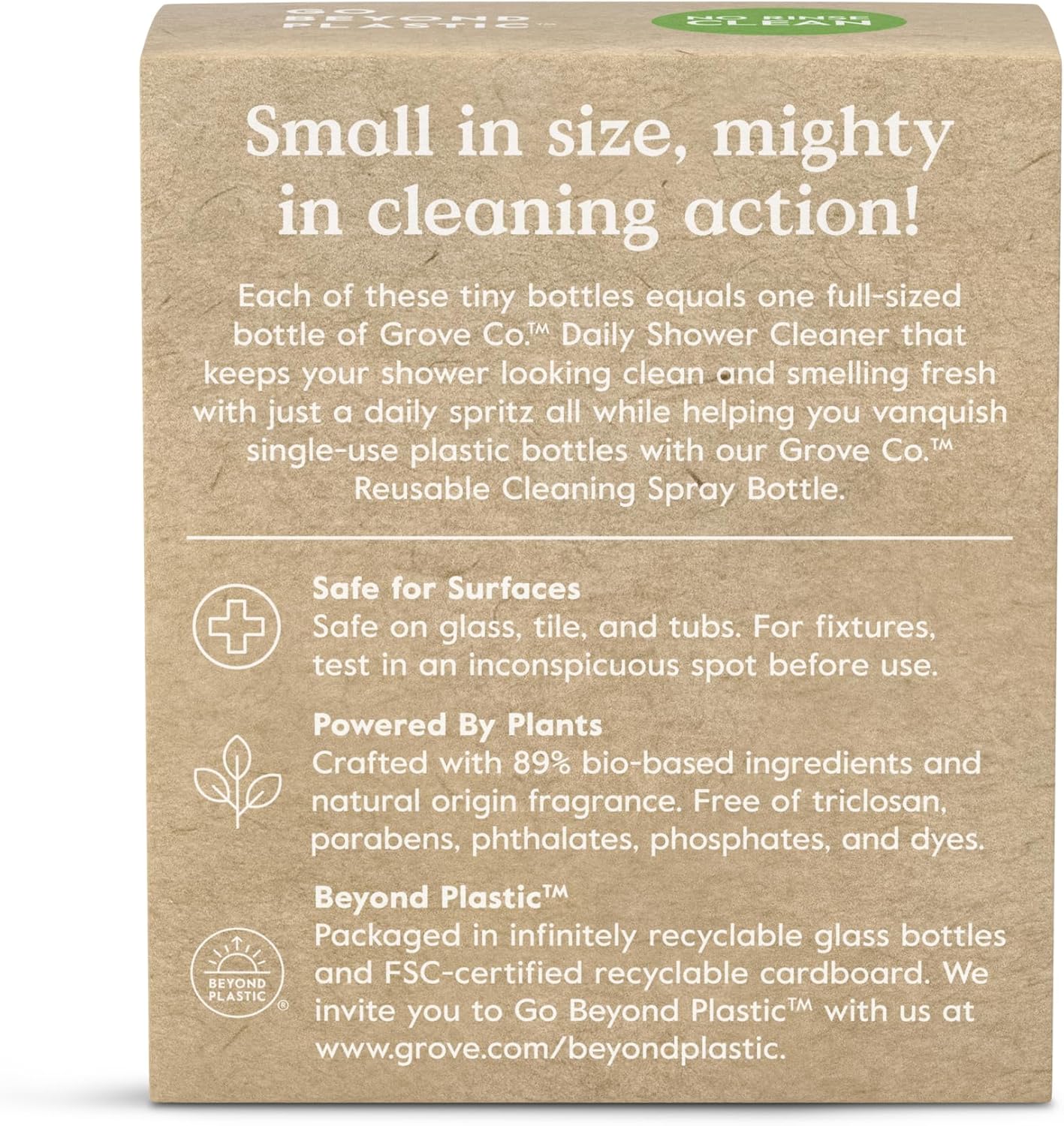 Grove Co. Daily Shower Cleaner Refill Concentrate (6 x 1 Fl Oz), Creates 32 Oz Cleaner, Removes Soap Scum, Scrub-Free, Plant-Based Household Cleaning Supplies, Lavender Blossom & Thyme Fragrance