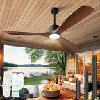 60" Smart Ceiling Fan with Lights,Outdoor Ceiling Fan Work with Alexa/Gg/App/Remote,3-Color Light Dimmable 6-Speed Quiet Reversible for Patio Porch Living Room,Dark Walnut