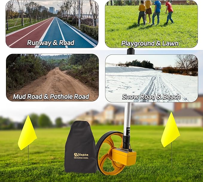 Measuring Wheel in Feet, Rolling Measuring Wheel for Construction, Outdoor Walking Measuring Wheel, Telescopic Wheel Measurement Roller, One Key to Reset, 6 Inch, Up to 9999Ft
