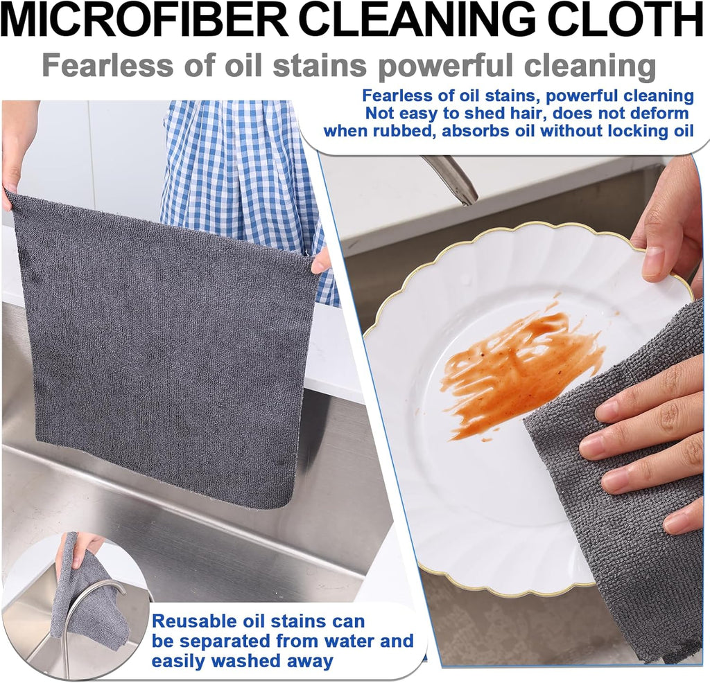 Microfiber Cleaning Cloths Roll, 100-Pack 11.5x11.5 Inch, Tear Away Microfiber Towels, Reusable Microfiber Towels for Cars, Wash Cloths, House, Kitchen, Window, Cleaning Supplies (Grey-100pcs)