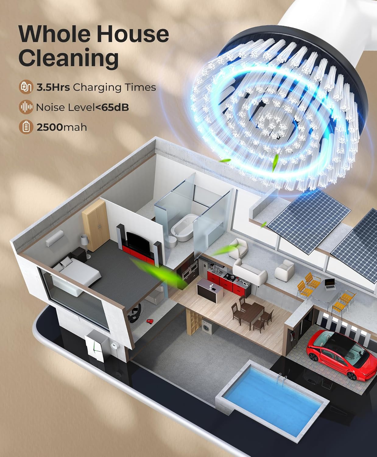 LyriFine Electric Spin Scrubber, New Full-Body IPX7 Waterproof Bathroom Cleaner Brush, Shower Scrubber with Long Handle & 2 Speed, Heads Replacement, Cleaning Supplies for Tub Shower Tile Floor