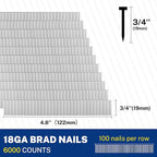 WORKPRO 3/4'' 18 Gauge Brad Nails, 6000 Count Finishing Nails, Universal Brad Nail Gun Nails for Pneumatic & Electric Brad Nailers