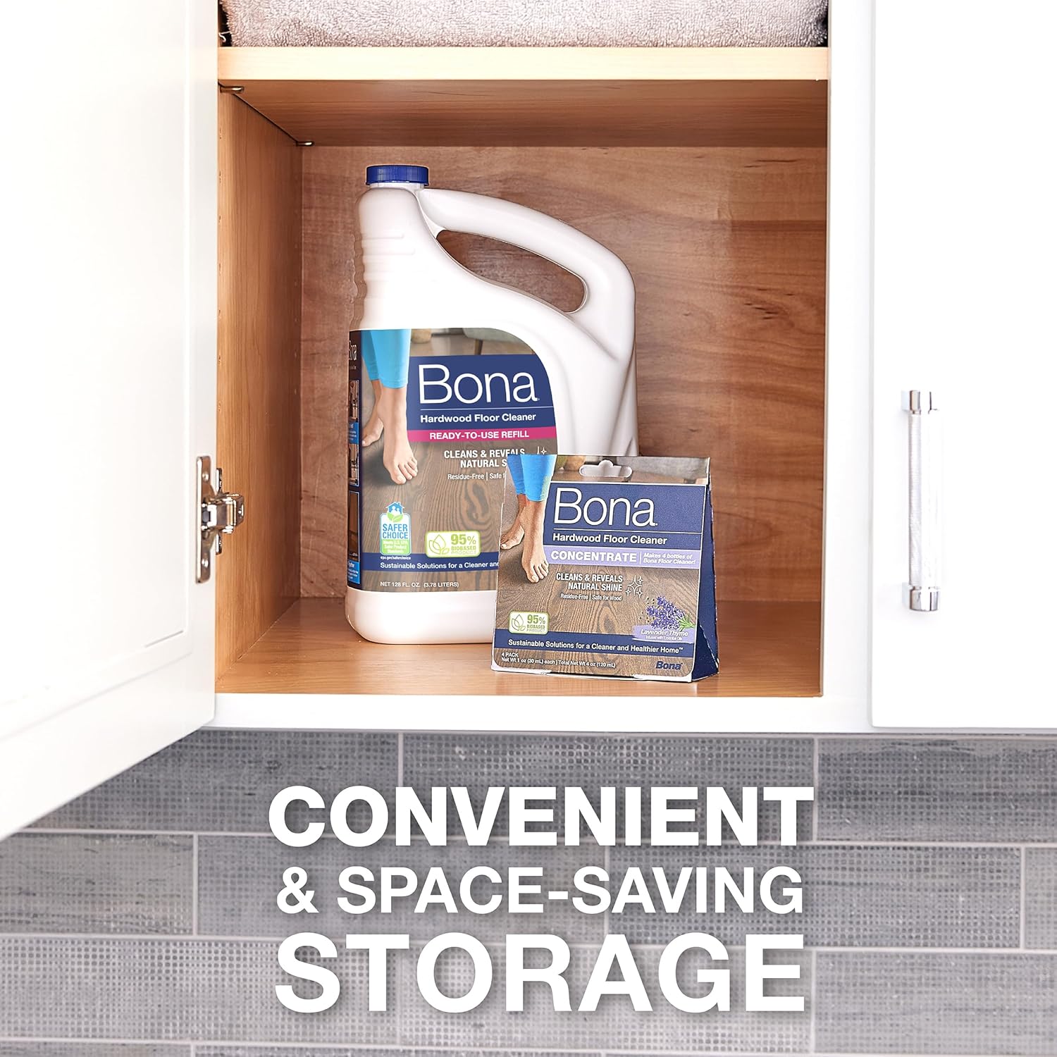 Bona Hardwood Floor Cleaner Concentrate, Lavender Thyme Scent, 1 fl oz, Pack of 4 (Makes 128 fl oz) - Residue-Free Floor Cleaning Concentrate Spray Mop and Spray Bottle Refill - For Wood Floors