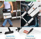 Telescoping Ladders 15.5 FT Aluminum Ladder - One-Button Retraction Collapsible Extension Ladder for Home,RV,Attic & Loft, Lasts 330 LBS with 2 Triangle Stabilizers and 2 Detachable Hooks