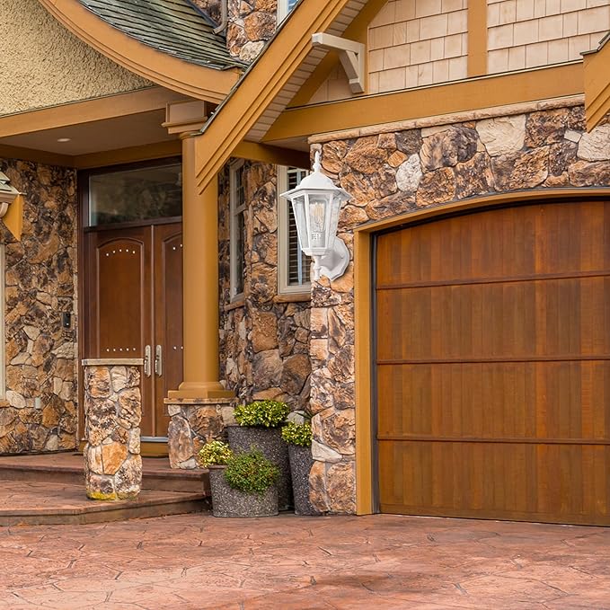 GRUENLICH Outdoor Wall Lantern, Wall Sconce as Porch Lighting Fixture with E26 Medium Base, Aluminum Housing Plus Glass, Water-Proof, Bulb Not Included, White Finish, 1 Pack