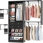Closet System - 5FT Small Closet System with Drawers, 60" Closet Organizer System with Reversible Hanging Shelving, Closet Systems for Small/Walk-in Closets, Black