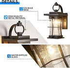 Outdoor Wall Sconces Light Fixtures Exterior Wall Lantern Outside House Lamps Waterproof Black Metal with Clear Seeded Glass, Perfect for Exterior Porch Patio House