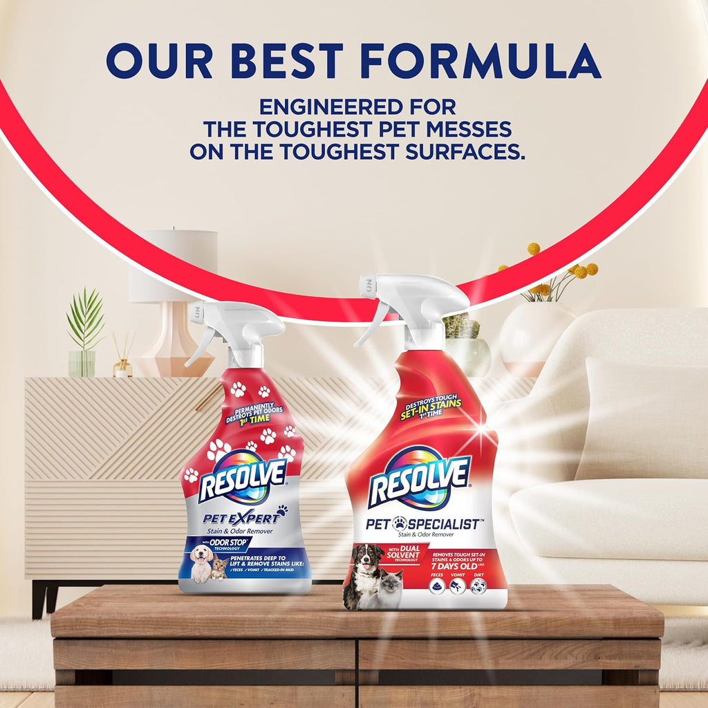 Resolve Pet Specialist Stain & Odor Remover Spray – Pet Stain and Odor Remover, Carpet Cleaner Solution for Dog and Cat Urine, 22Fl Oz