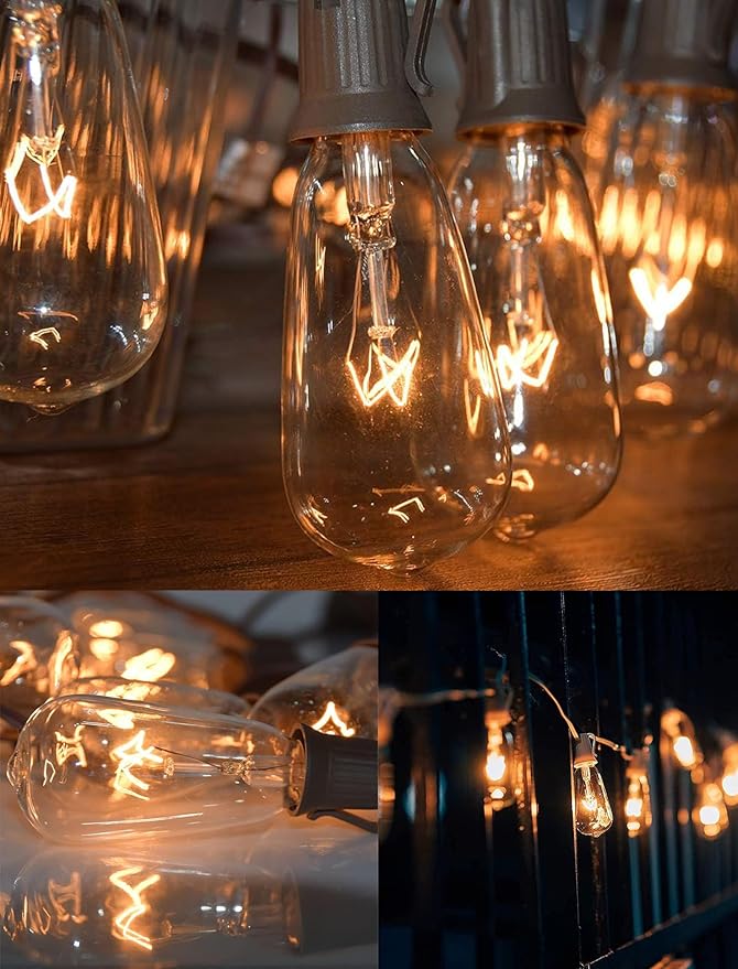 10-Pack Edison Replacement Bulbs ST40 Light Bulbs, 7W 120V E17 Screw Base, Edison Replacement Bulbs for Outdoor String Lights, Bulb for Patio Garden Backyard Decor, Warm White