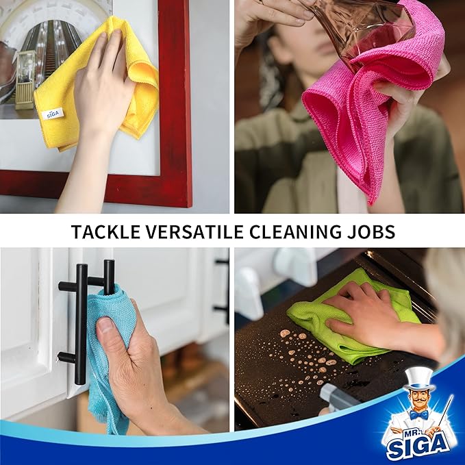 MR.SIGA Microfiber Cleaning Cloth,Pack of 12,Size:12.6" x 12.6"