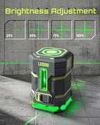 LASGOO Green Laser Level Self Leveling, 360° Horizontal Laser with Vertical Laser Line, 4 Brightness Levels Pulse Mode for Floor Tile Wall Construction, L-Bracket, Batteries and Carry Bag Included