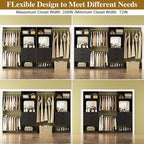 Unikito Closet System with 6 Drawers, 6-14Ft Closet Organizer with Mirror, Walk-in Closet Organizer Wardrobe Clothes Rack with 3 Hanging Rods, Sturdy Wood Clothing Garment Rack with Tower, Black